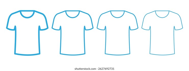Conjunto de ícones de vetor de camiseta. Sinal do logotipo da roupa. Ícone da camiseta esportiva. Botão de armazenamento na Web. 