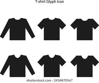 T-shirt vector icon set. Clothing glyph symbol. Tee logo for mobile concept and web design.