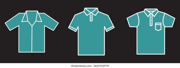 T-shirt vector icon set. Clothing symbol. Tee logo for mobile concept and web design.