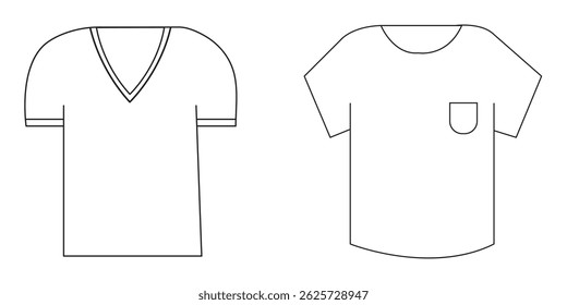 T-shirt vector icon set. Clothing symbol. Tee logo for mobile concept and web design. Normal and Jersey T-shirt.
