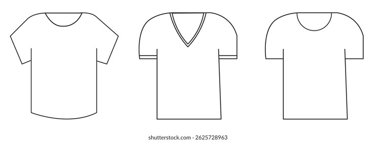 T-shirt vector icon set. Clothing symbol. Tee logo for mobile concept and web design. Normal and Jersey T-shirt.