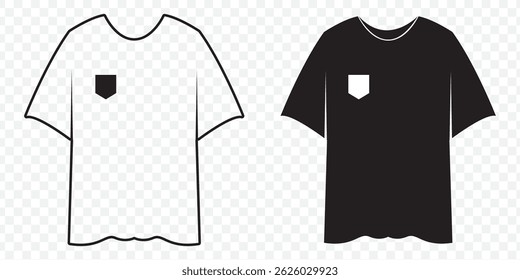 T-shirt vector icon set. Clothing symbol. Tee logo for mobile concept and web design on Transparent Background. EPS 10.