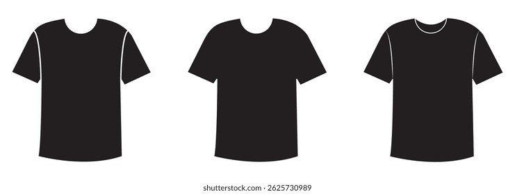 Conjunto de ícones de vetor de camiseta. Camiseta de ginástica, jogging, caminhadas, esportes e ícone de camiseta normal .