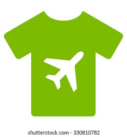 T-Shirt vector icon. Style is flat eco green symbol, rounded angles, white background.