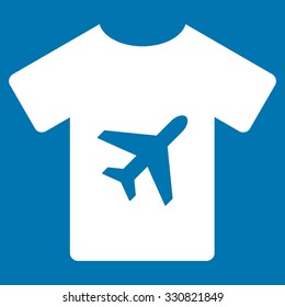 T-Shirt vector icon. Style is flat white symbol, rounded angles, blue background.