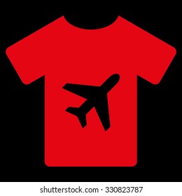 T-Shirt vector icon. Style is flat red symbol, rounded angles, black background.