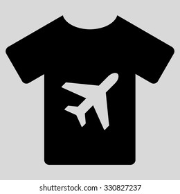 T-Shirt vector icon. Style is flat black symbol, rounded angles, light gray background.