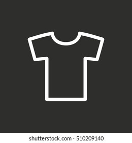 T-shirt vector icon. White illustration isolated on black background for graphic and web design.