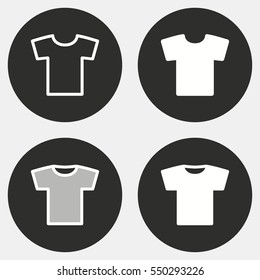 T-shirt vector icons set. White illustration isolated for graphic and web design.