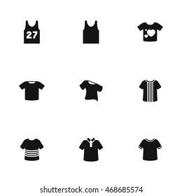 T-Shirt vector icons. Simple illustration set of 9 t-shirt elements, editable icons, can be used in logo, UI and web design