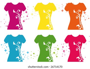 Womanâ??s t-shirt vector illustration.