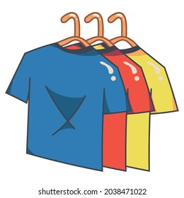 T-shirt Vector Illustration Icon Set. Colored, doodle, hand drawn.