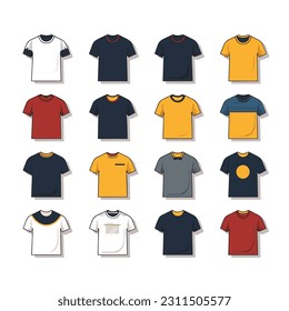 T-shirt vector illustration set isolated on white