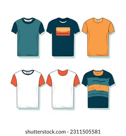 T-shirt vector illustration set isolated on white