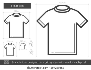 T-shirt vector line icon isolated on white background. T-shirt line icon for infographic, website or app. Scalable icon designed on a grid system.