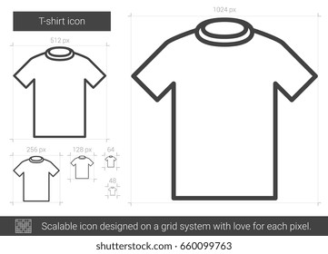 T-shirt vector line icon isolated on white background. T-shirt line icon for infographic, website or app. Scalable icon designed on a grid system.