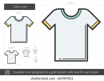 T-shirt vector line icon isolated on white background. T-shirt line icon for infographic, website or app. Scalable icon designed on a grid system.