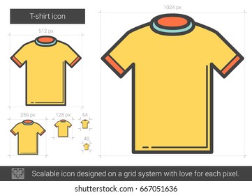 T-shirt vector line icon isolated on white background. T-shirt line icon for infographic, website or app. Scalable icon designed on a grid system.