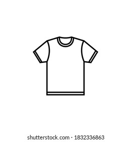 Icono de línea vectorial de camiseta, signo, ilustración vectorial plana con fondo blanco.