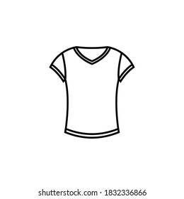 T-shirt vector line icon, sign, flat vector illustration with white background.