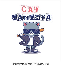 t-shirt vector print design,
vector illustration, T shirt design vector Design,
graphic design,gangsta cat