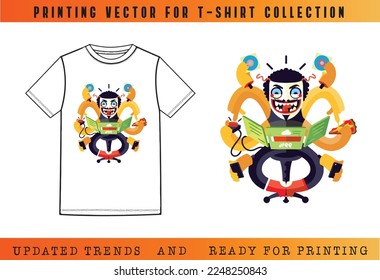 T-shirt Vector Printing Design, Vector Illustration for Tee mockup, ready vector for Tee printing, updated printing for Tee, new print vector for T-shirt