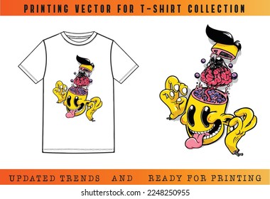 T-shirt Vector Printing Design, Vector Illustration for Tee mockup, ready vector for Tee printing, updated printing for Tee, new print vector for T-shirt