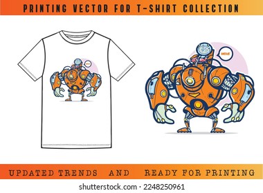 T-shirt Vector Printing Design, Vector Illustration for Tee mockup, ready vector for Tee printing, updated printing for Tee, new print vector for T-shirt