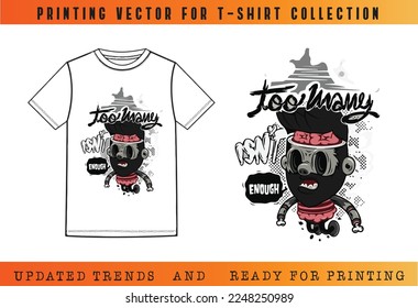 T-shirt Vector Printing Design, Vector Illustration for Tee mockup, ready vector for Tee printing, updated printing for Tee, new print vector for T-shirt