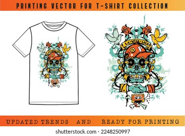 T-shirt Vector Printing Design, Vector Illustration for Tee mockup, ready vector for Tee printing, updated printing for Tee, new print vector for T-shirt