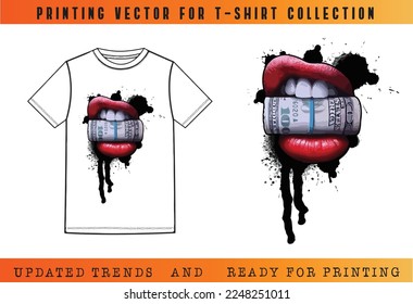 T-shirt Vector Printing Design, Vector Illustration for Tee mockup, ready vector for Tee printing, updated printing for Tee, new print vector for T-shirt