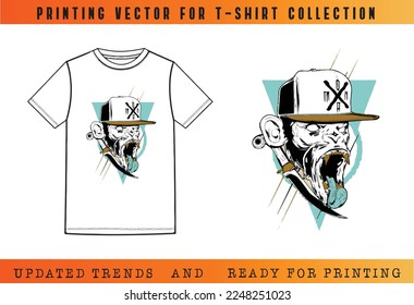 T-shirt Vector Printing Design, Vector Illustration for Tee mockup, ready vector for Tee printing, updated printing for Tee, new print vector for T-shirt