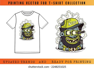 T-shirt Vector Printing Design, Vector Illustration for Tee mockup, ready vector for Tee printing, updated printing for Tee, new print vector for T-shirt