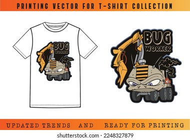 T-shirt Vector Printing Design, Vector Illustration for Tee mockup, ready vector for Tee printing, updated printing for Tee, new print vector for T-shirt