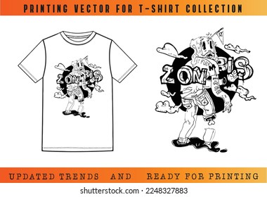 T-shirt Vector Printing Design, Vector Illustration for Tee mockup, ready vector for Tee printing, updated printing for Tee, new print vector for T-shirt