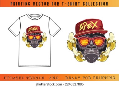 T-shirt Vector Printing Design, Vector Illustration for Tee mockup, ready vector for Tee printing, updated printing for Tee, new print vector for T-shirt