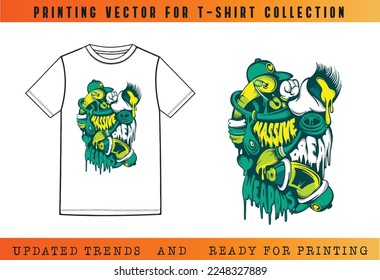 T-shirt Vector Printing Design, Vector Illustration for Tee mockup, ready vector for Tee printing, updated printing for Tee, new print vector for T-shirt