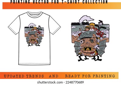 T-shirt Vector Printing Design, Vector Illustration for Tee mockup, ready vector for Tee printing, updated printing for Tee, new print vector for T-shirt