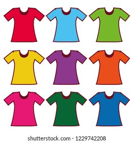 T-shirt vector set . Color T-shirt illustration 