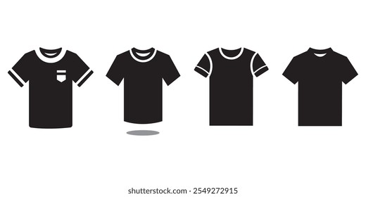 T-Shirt Vektor Set flachen Stil Design-Vorlage. T-Shirt mockup, Blank T-Shirt, Poloshirt. Polo, Crew Neck und Jersey Styles