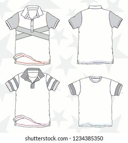 Tshirt vector set on transparent background. Wear, clothing design