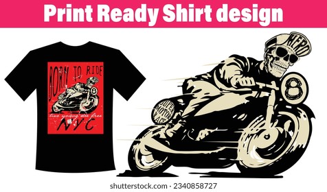 t-shirt vector, shirt design, vintage logo design, motorbike, skull 