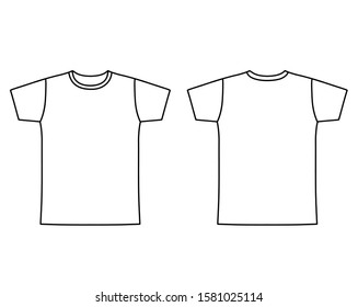 T-shirt vector template (front and back) isolated on white background.