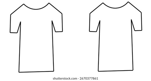 T-shirt vector template (front and back) mock up isolated on white background. flat technical drawing template. Unisex T-Shirt illustration, relaxed fit, colorful front and back view, white, 