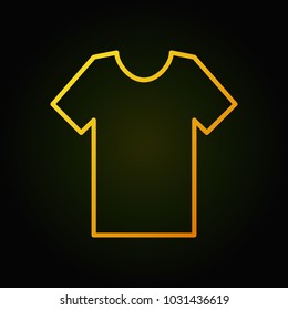 T-shirt vector yellow icon or symbol in thin line style on dark background