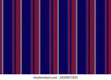 Vector de tela vertical de la camiseta, líneas de fondo de textura de moda. Patrón geométrico de rayas textiles sin costuras en color índigo y rojo.