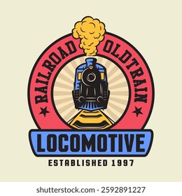 T-shirt vintage train vector design and emblem logo