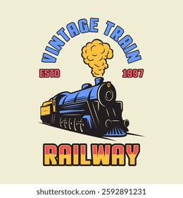 T-shirt vintage train vector design and emblem logo