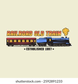 T-shirt vintage train vector design and emblem logo