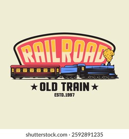 T-shirt vintage train vector design and emblem logo